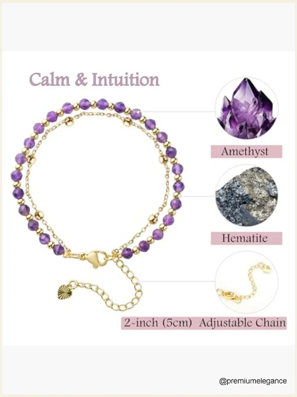 4mm Natural Stone Beaded Bracelets Handmade Crystal Link Bracelet